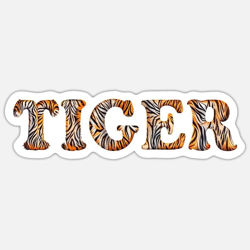 Tiger Text cool - Sticker Größe S (10 x 10 cm) - Mattweiß