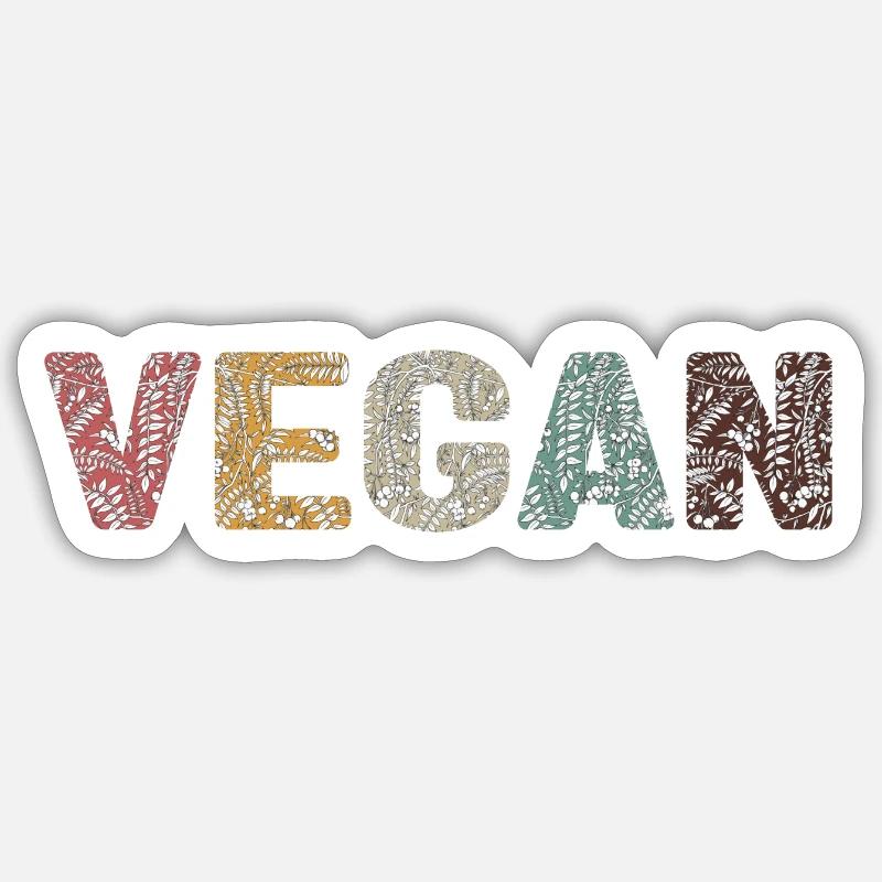 Vegan - botanical pattern - old school Sticker size S (10 x 10 cm)