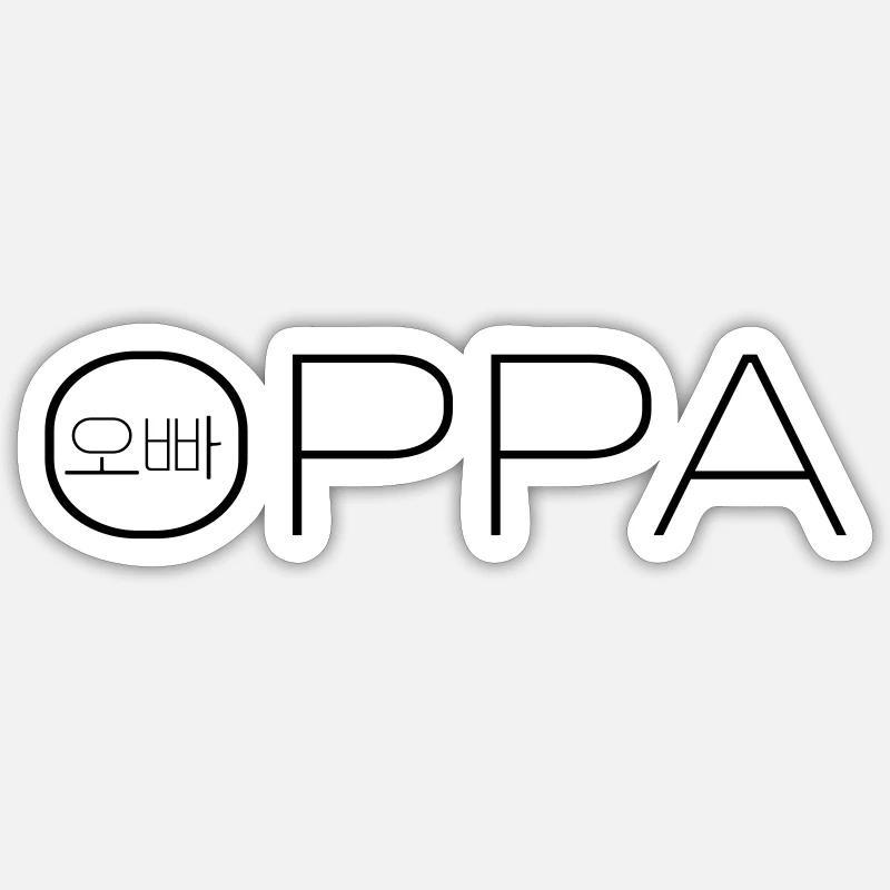 Koreanisch, Oppa - Sticker Größe S (10 x 10 cm) - Mattweiß
