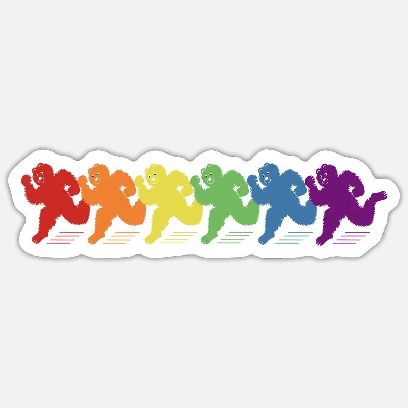 Défilé des ours arc-en-ciel! - Sticker taille S (10 x 10 cm) - blanc mat