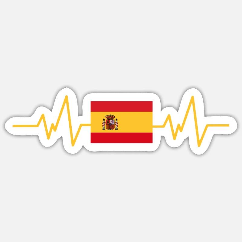 Spanien Herzschlag Geschenk - Sticker Größe S (10 x 10 cm) - Mattweiß