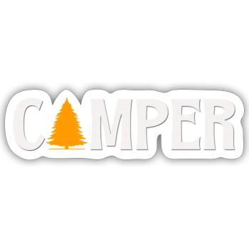 Camping-car cool - Sticker taille S (10 x 10 cm) - blanc mat - Devant
