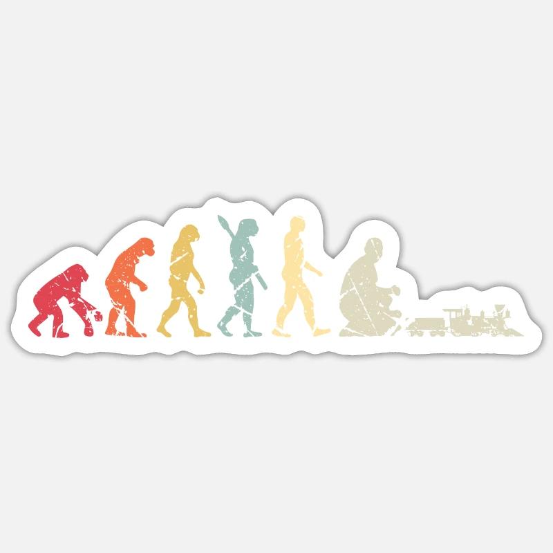 Évolution du chemin de fer miniature de train humain Sticker taille S (10 x 10 cm)