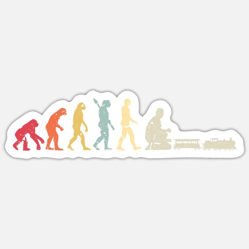 Évolution du chemin de fer miniature de train humain Sticker taille S (10 x 10 cm)
