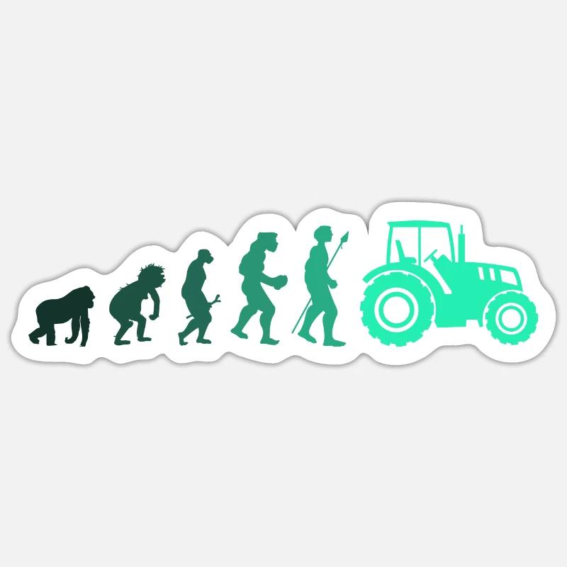 Tractor evolution - Sticker size S (10 x 10 cm) - white matte