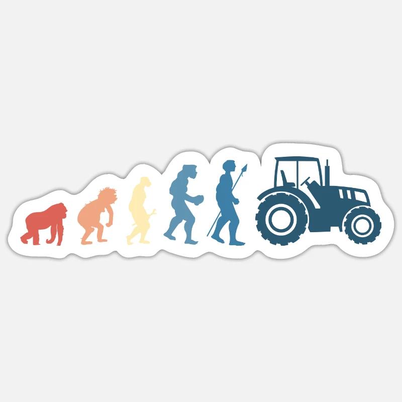 Évolution tracteur Rétro - Sticker taille S (10 x 10 cm) - blanc mat