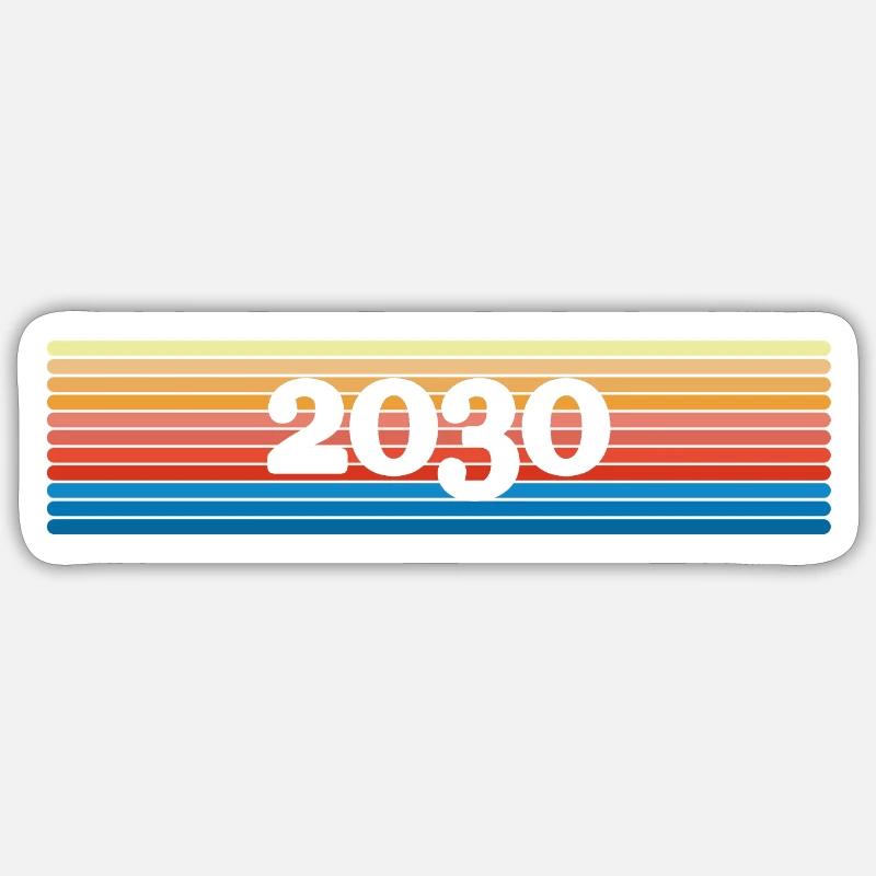 2030 2030 - Sticker taille S (10 x 10 cm) - blanc mat