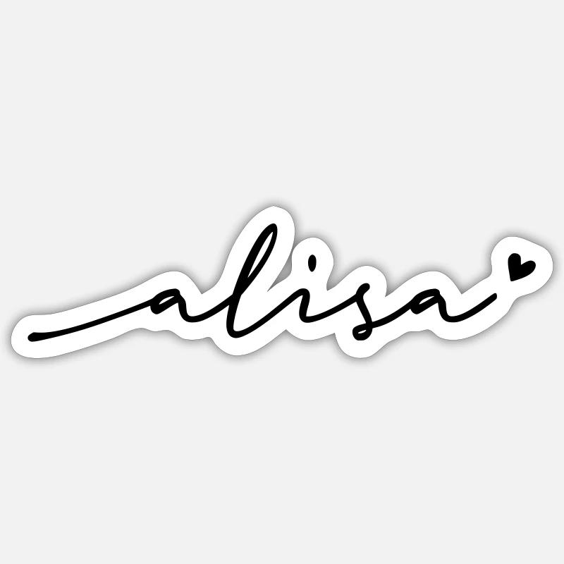 Nom cursif d’Alisa - Sticker taille S (10 x 10 cm) - blanc mat