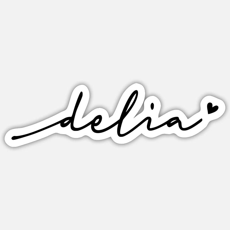 Nom cursif de Delia - Sticker taille S (10 x 10 cm) - blanc mat