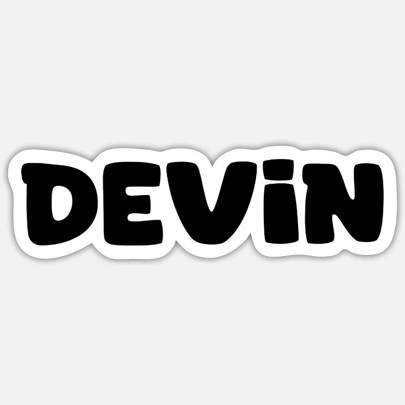Name - Devin - Sticker Größe S (10 x 10 cm) - Mattweiß