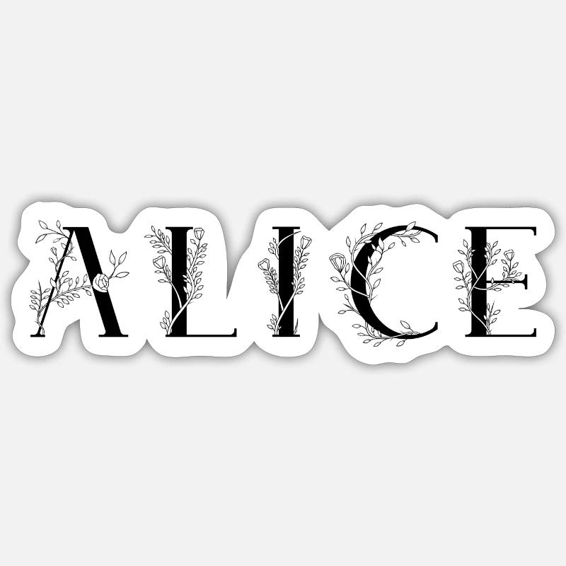 Nom - Alice - Sticker taille S (10 x 10 cm) - blanc mat