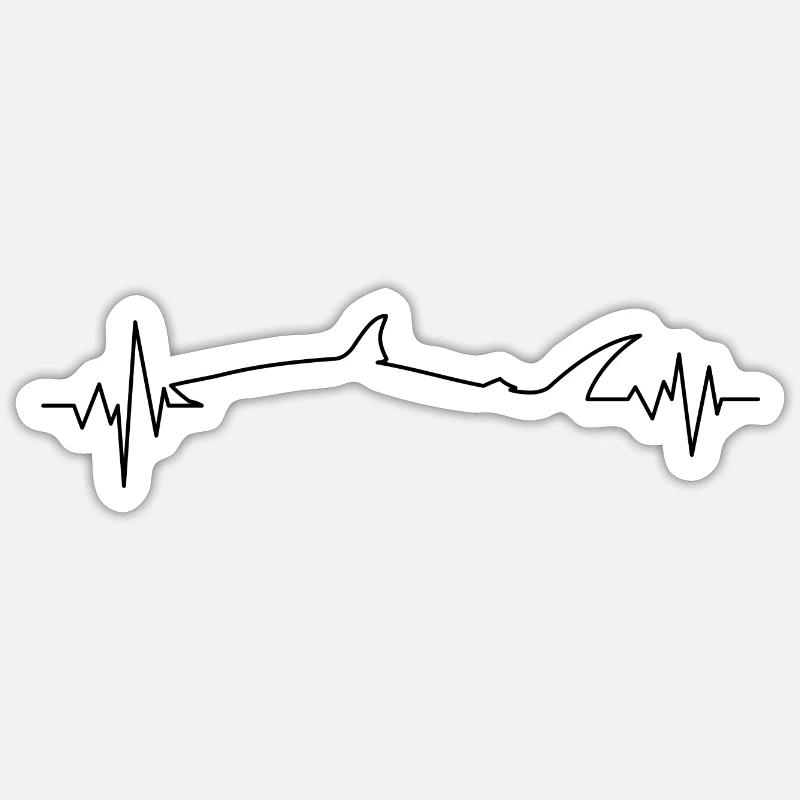 Heartbeat shark - Sticker size S (10 x 10 cm) - white matte