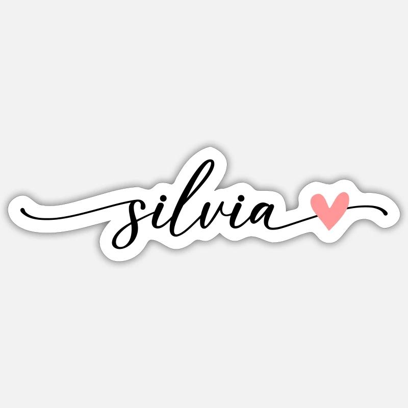 Silvia Nome Calligrafia Font - Sticker formato S (10 x 10 cm) - bianco opaco