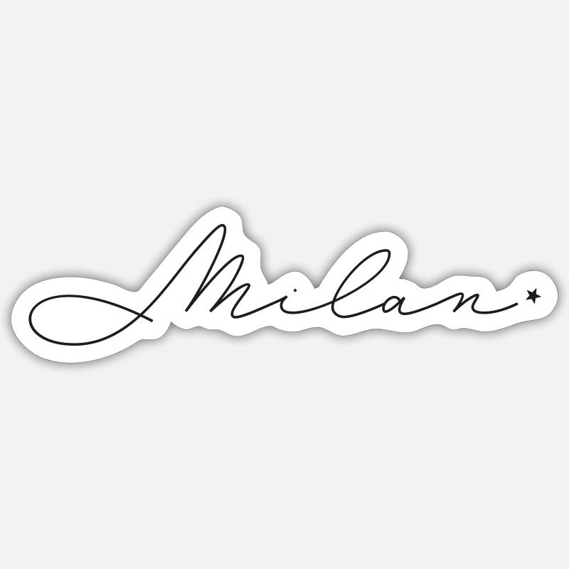 Nom Milan - Sticker taille S (10 x 10 cm) - blanc mat