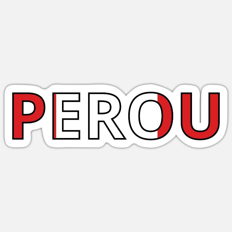 Drapeau Pérou - Sticker taille S (10 x 10 cm) - blanc mat