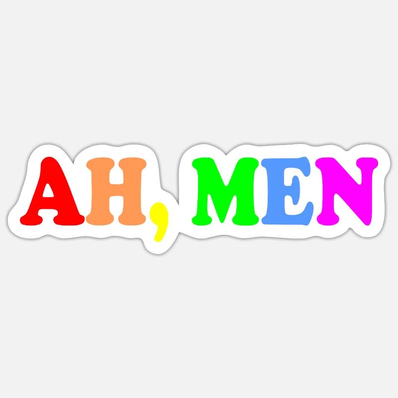 Ah men - Sticker taille S (10 x 10 cm) - blanc mat