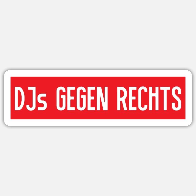 DJs gegen rechts - Sticker Größe S (10 x 10 cm) - Mattweiß