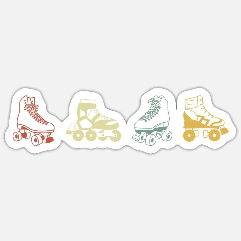 roller rétro vintage - Sticker taille S (10 x 10 cm) - blanc mat