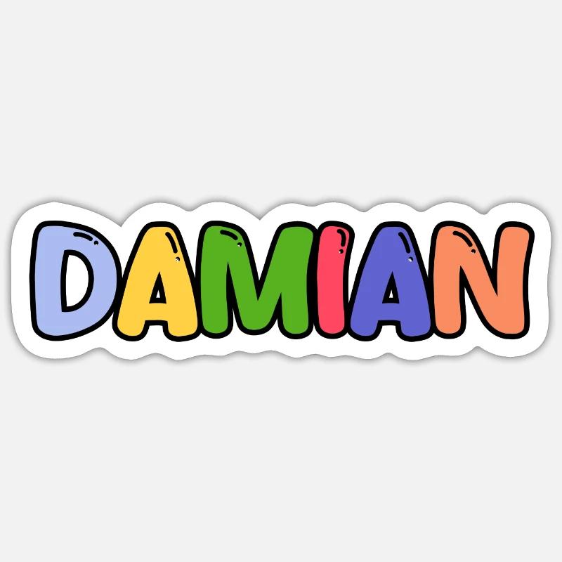 Nom - Damian - Sticker taille S (10 x 10 cm) - blanc mat