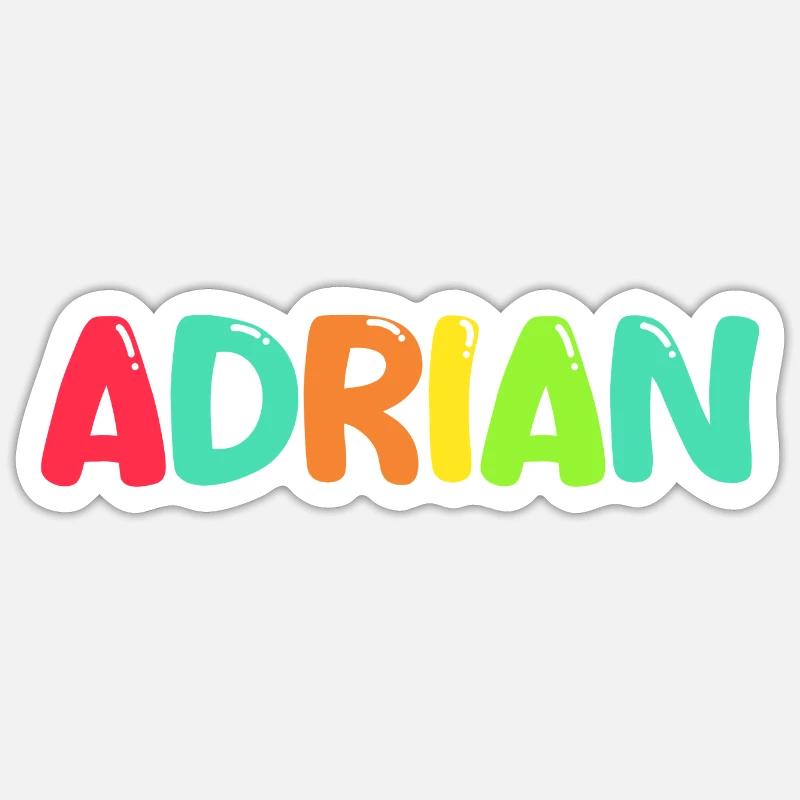 Nom - Adrian - Sticker taille S (10 x 10 cm) - blanc mat