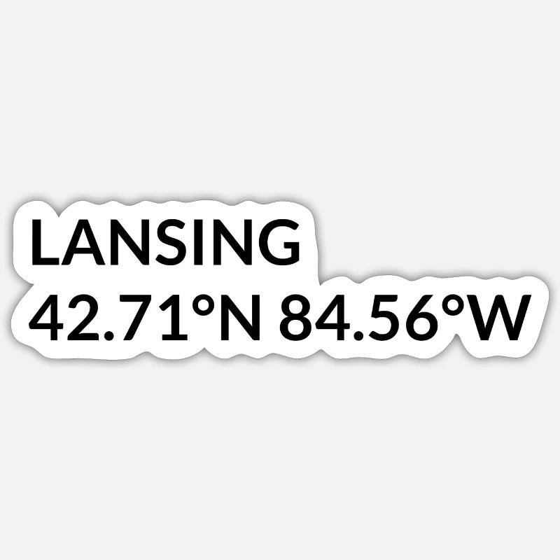 Lansing, Michigan, États-Unis Coordonnées - Sticker taille S (10 x 10 cm) - blanc mat