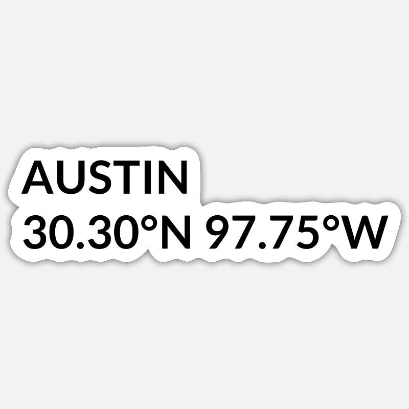 Coordonnées Austin, Texas, États-Unis - Sticker taille S (10 x 10 cm) - blanc mat