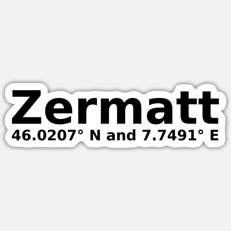 Zermatt - with geo coordinates horizontal Sticker size S (10 x 10 cm)
