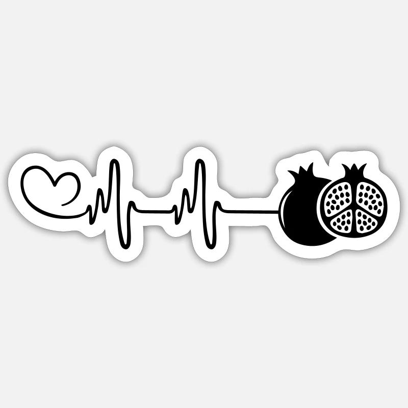 Pomegranate Heart Pulse - Sticker size S (10 x 10 cm) - white matte