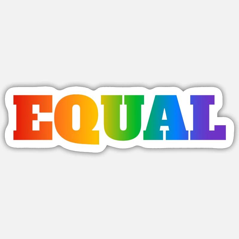 EQUAL RAINBOW TEXT - Sticker size S (10 x 10 cm) - white matte