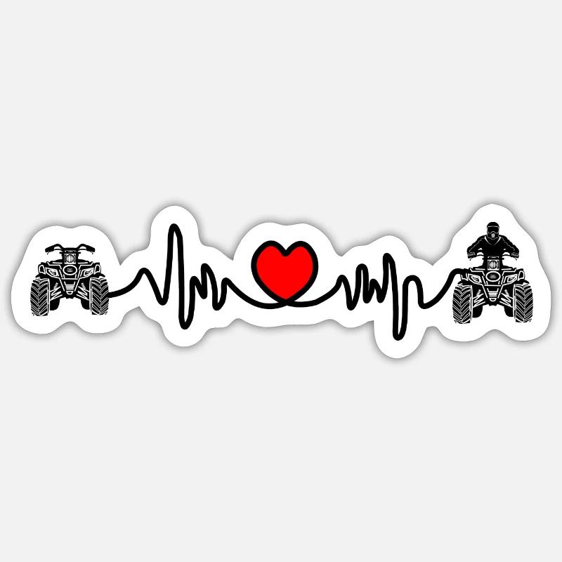 Quad-Herzfrequenz oder Kardiogramm Sticker Größe S (10 x 10 cm)