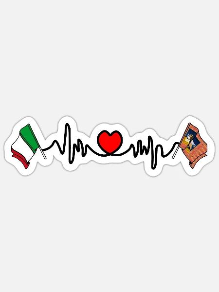 Cardio Herz Flagge Italien Region Venetien - Sticker Größe S (10 x 10 cm) - Mattweiß