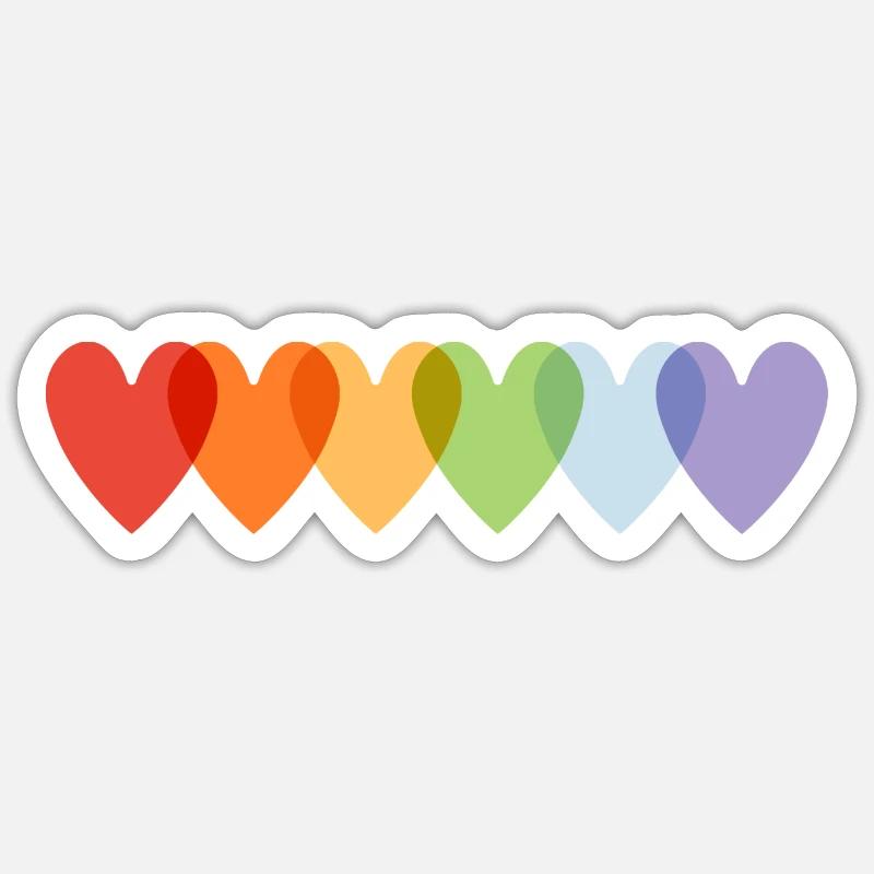 Rainbow Hearts Pride - Sticker Größe S (10 x 10 cm) - Mattweiß
