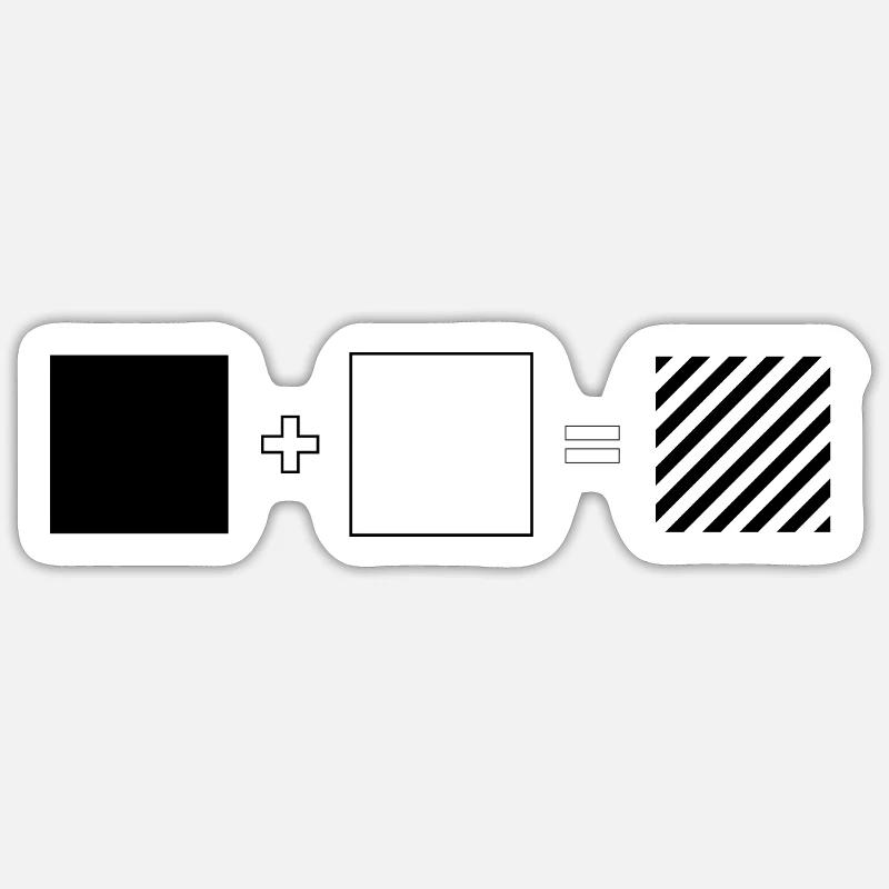 Noir + Blanc = Rayé – Oblique - Sticker taille S (10 x 10 cm) - blanc mat