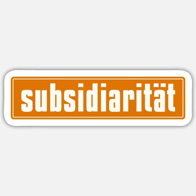 Subsidarity lettering on background - Sticker size S (10 x 10 cm) - white matte