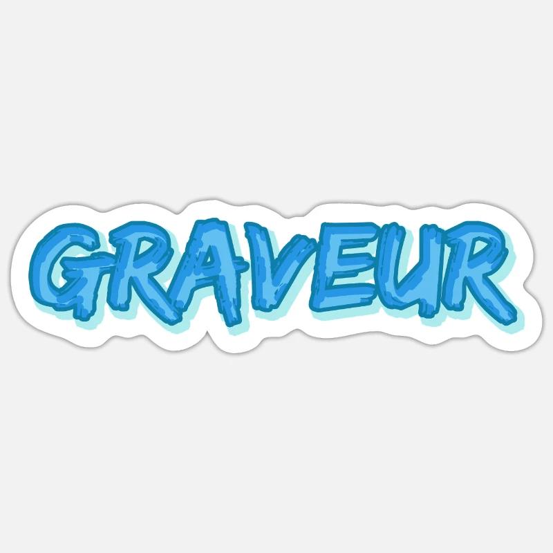 Le graveur comme métier - Sticker taille S (10 x 10 cm) - blanc mat