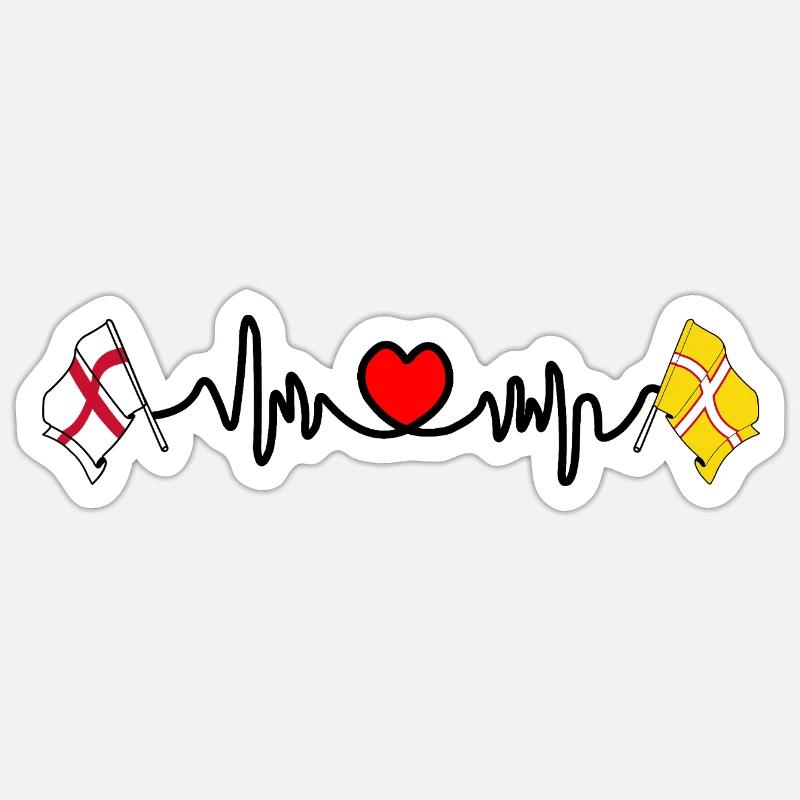 Dorset & England Herzfrequenz - Sticker Größe S (10 x 10 cm) - Mattweiß