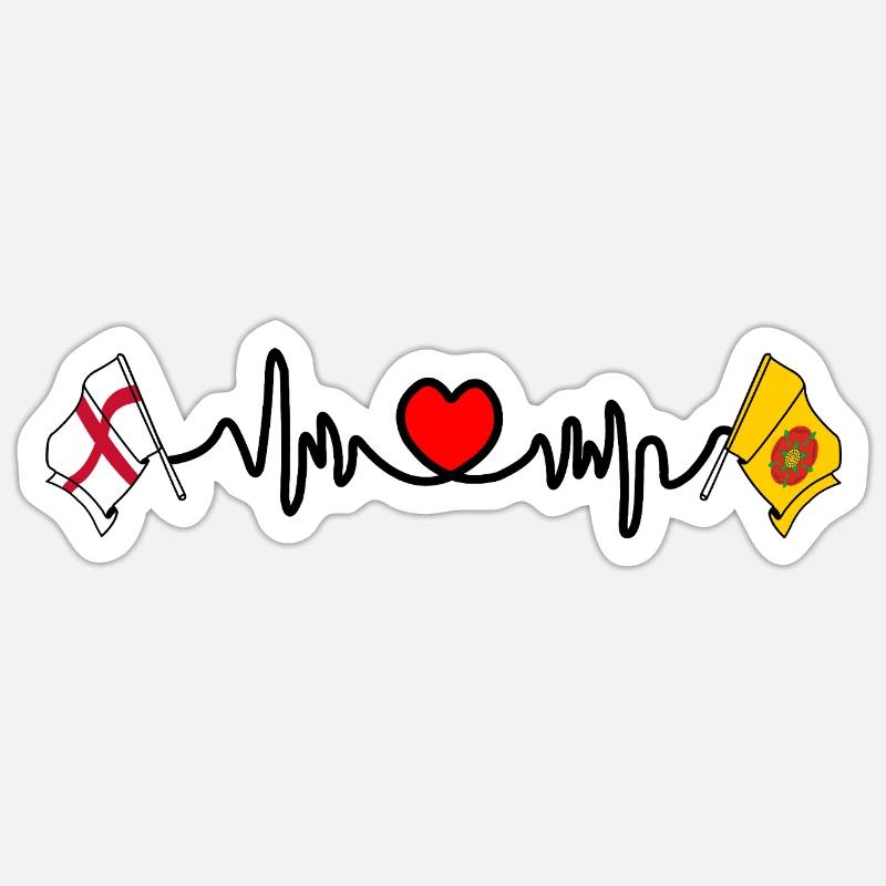 Lancashire- und England-Herzfrequenz - Sticker Größe S (10 x 10 cm) - Mattweiß