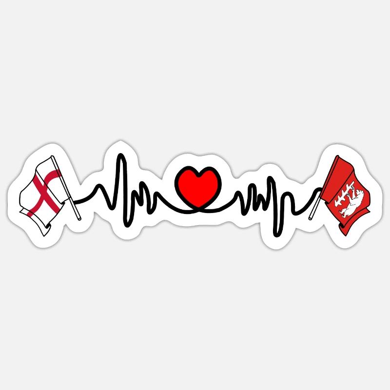 Warwickshire & England Herzfrequenz - Sticker Größe S (10 x 10 cm) - Mattweiß