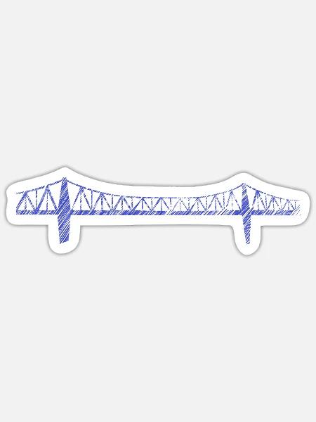 Rendsburger Hochbrücke – Urban Scribble Art Design - Sticker Größe S (10 x 10 cm) - Mattweiß