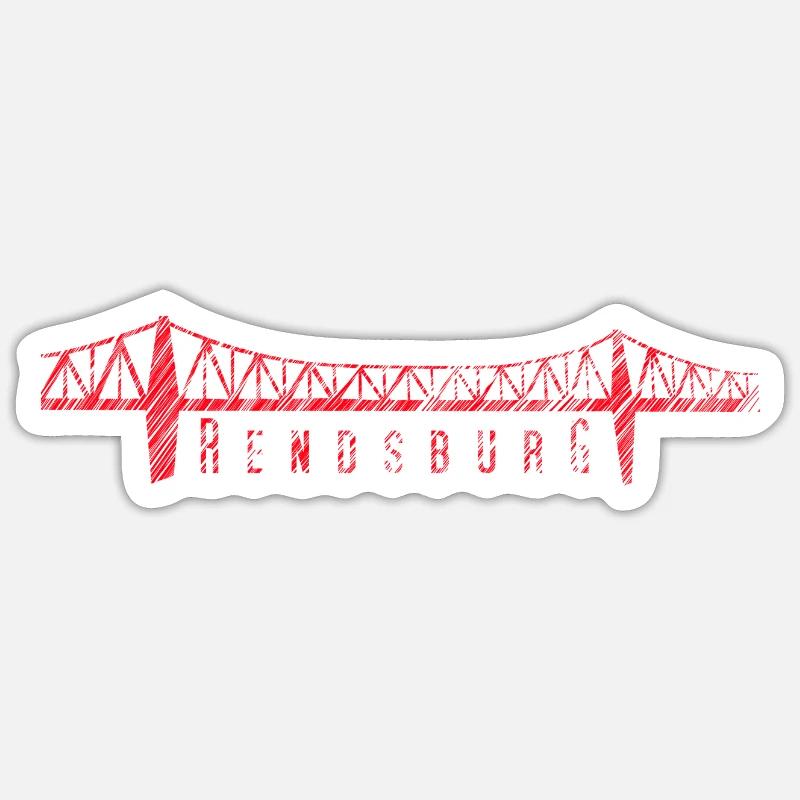 Rendsburg High Bridge – Typography Scribble Design Sticker size S (10 x 10 cm)