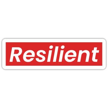 „Resilient“ Statement Shirt in Weiß auf Rot - Sticker Größe S (10 x 10 cm) - Mattweiß - Vorne