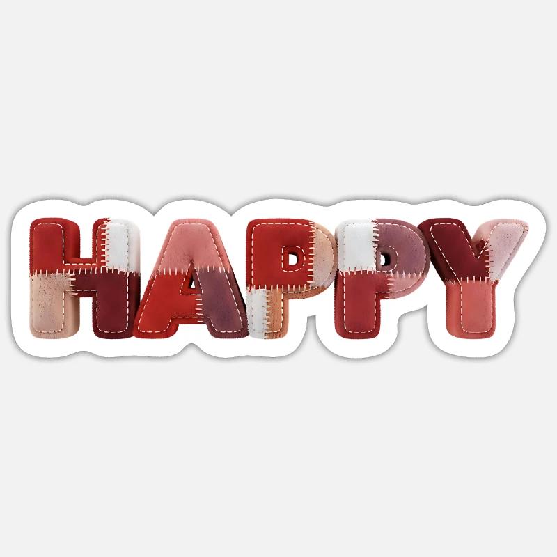 Happy Patchwork Design Fabric Patchwork Look Sticker size S (10 x 10 cm)