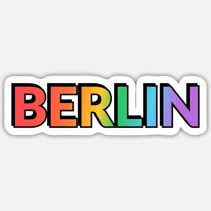 Berlin Rainbow Gradient Letters LGBTQ - Sticker size S (10 x 10 cm) - white matte