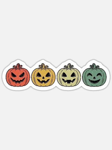 Retro Vintage Kürbiskopf-Halloween - Sticker Größe S (10 x 10 cm) - Mattweiß