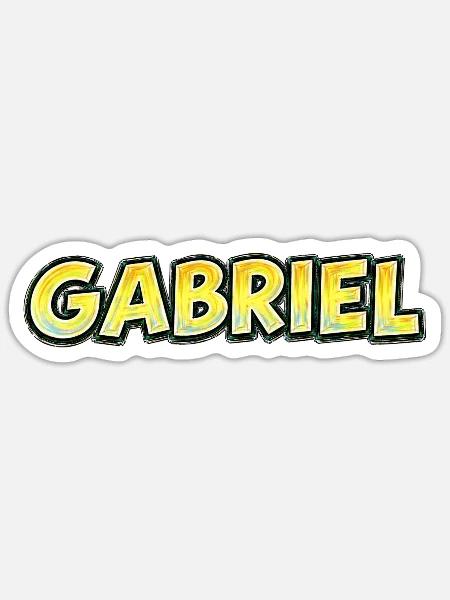 Gabriel – Handgezeichnete Typografie - Sticker Größe S (10 x 10 cm) - Mattweiß