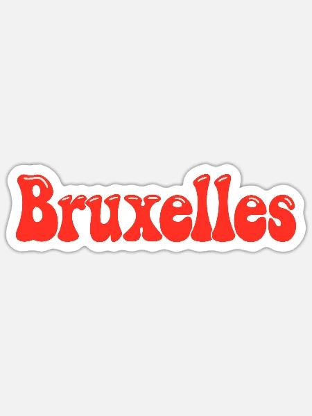 Brüssel in roten Blasen - Sticker Größe S (10 x 10 cm) - Mattweiß