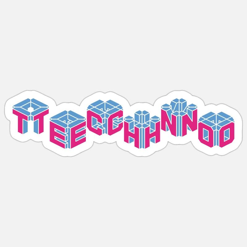 techno - Sticker size S (10 x 10 cm) - white matte