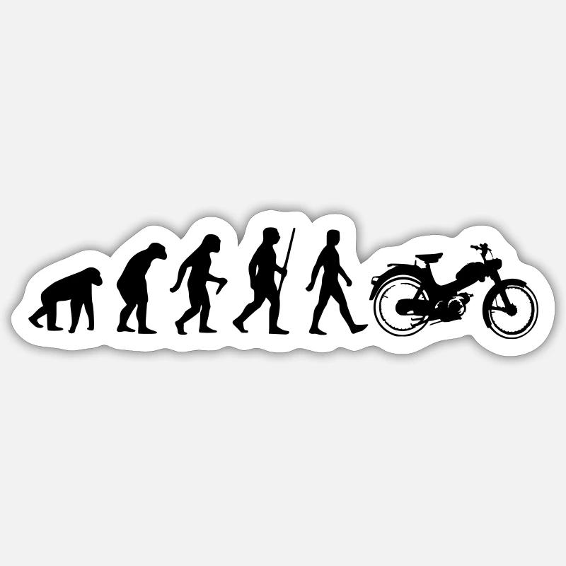 Mofa mv 50 lustiges Evolution Shirt Oldtimer - Sticker Größe S (10 x 10 cm) - Mattweiß