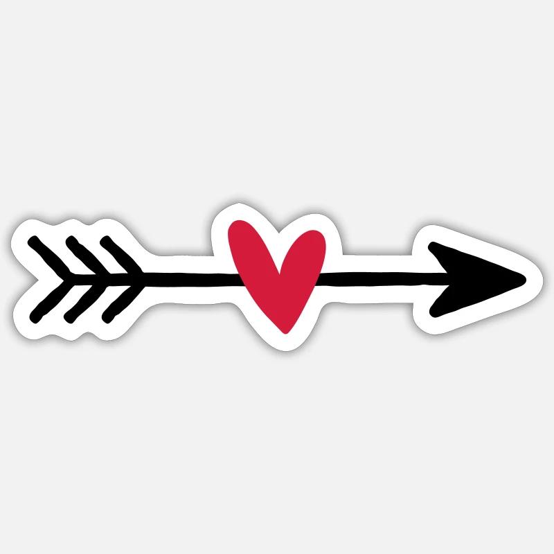Pfeil mit Herz Amor Liebe Geschenk - Sticker Größe S (10 x 10 cm) - Mattweiß