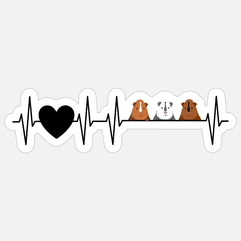 Heartbeat 3 mignon cadeau de cochons d'Inde - Sticker taille S (10 x 10 cm) - blanc mat
